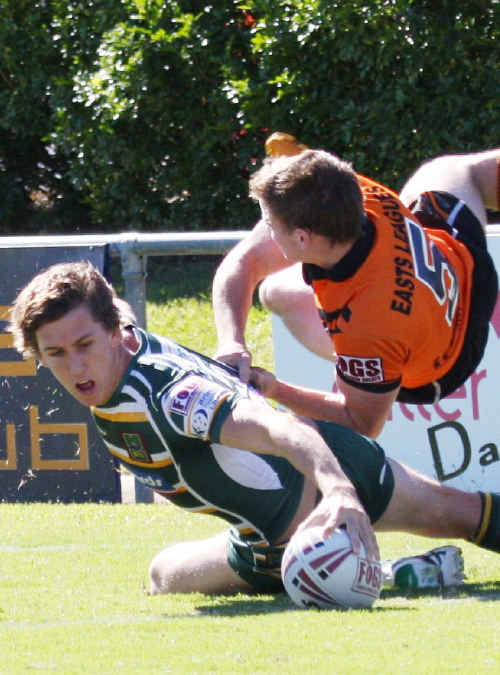 James Furminger in action against Easts Tigers. James Furminger in action against Easts Tigers.